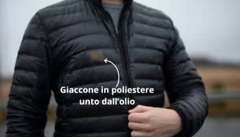 Giaccone in poliestere unto dall’olio